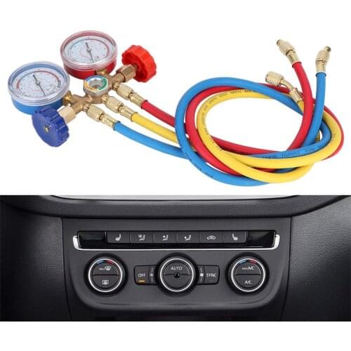 Efrigerant Charging Hose, with Pressure Gauge and Hook Apply to R12 R22 R-404A R-134a Refrigerant Air Conditioning Manifold