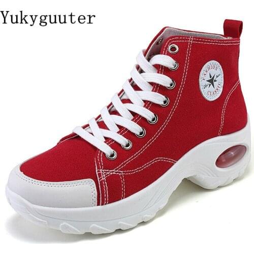 Canvas Shoes Woman Outdoor Breathable Air Cushion Height Increasing Athletic Sneakers Women Sport Running Plus Size 35-42