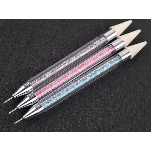 Nail Rhinestone Picker Dotting Tool With Extra 2 Wax Head, Dual-ended Diy Nail Art Tool With Acrylic Handle