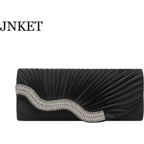 JNKET New Fashion Pleated Womens Evening Bag Ladies Shoulder Crossbody Bag Banquet Clutch Bag