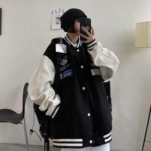 Harajuku BF Jacket 2021 Spring And Autumn New Loose Hip Hop Baseball Uniforms Street Casual Coat jackets Female Student