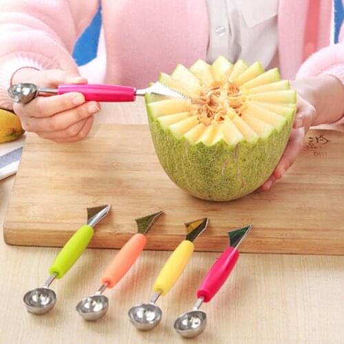 Fruit digging spoon and carving knife dual purpose DIY Dishes Tool Watermelon Melon Fruit Carving Knife Cutter Gadge