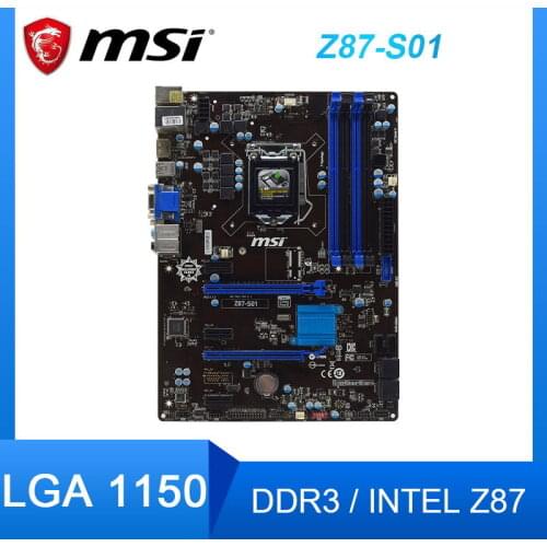 MSI Z87-S01 Desktop Motherboard LGA 1150 DDR3 RAM 16G support Intel Core i7-4770 cpus ATX Z87-S01 Placa-mãe