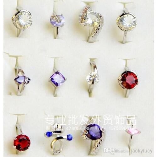 Fashion Simulation Zircon Finger Ring Popular Costume Glass Diamond Alloy Rings Jewelry For Women Cheap Sale