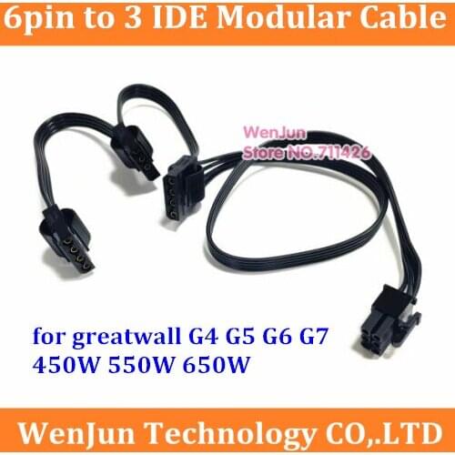 PCI-E 6pin to 3 IDE / 4 IDE molex 4pin modular power supply cable Greatwall gold G4 G5 G6 G7 450W 550W 650W