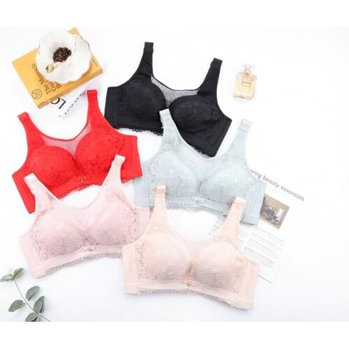 Non-wire underwear womens thin, seamless gather, side close side breasts, anti-sagging adjustable sexy vest-style bra