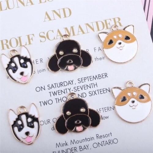 3 Style Adorable Husky akitas teddy Dogs Pendant Enamel Charms DIY Accessories Jewelry Making For Handmade Necklace 50pcs/lot