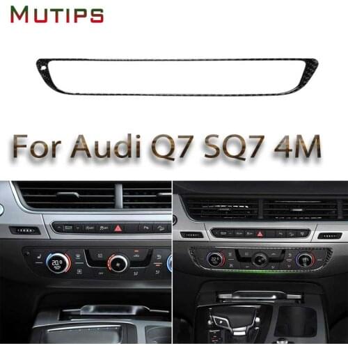 Mutips car Air conditioner button switch panel cover carbon fiber center console auto accessories for Audi Q7 SQ7 4M 2016-2019