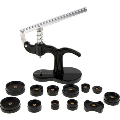 Watch Press Set Watch Back Case Closer Cast Iron Press Glass Fitting Press with 12 Dies