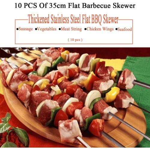 35cm Skewer for Barbecue Skewers BBQ Tools Skewers for Kebabs Handle Kebab Barbecue Grill BBQ Fork Stainless Steel for Seefood