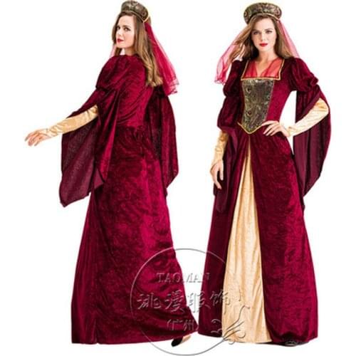 Medieval Vintage Palace Dress Arab Dress Ancient Cleopatra Cosplay Halloween Court Long Robe Noble Princess Palace Party Costume
