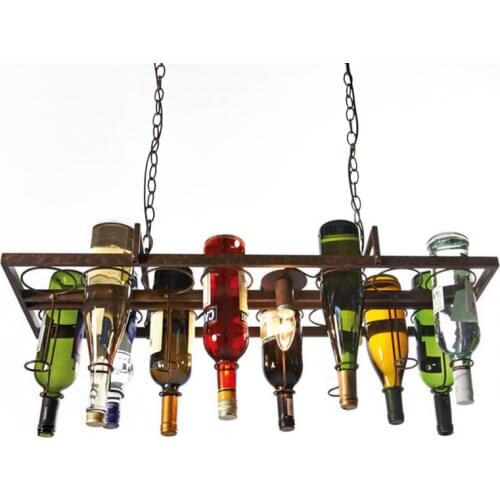 DIY Vintage retro Hanging Wine Bottle ceiling Pendant Lamps LED light for bar dining room restaurant Kitchen fixture E27XUYIMIMG