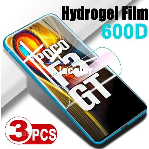 3PCS Screen Safety Film For Xiaomi POCO F3 GT F3GT Water Gel Soft Film For MI POCO F 3 MZB09C6INHydrogel Film Not Tempered Glass