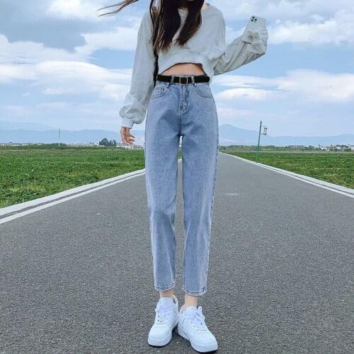 High Waist Harem Jeans For Women Long Slim Carrot Denim Pants Casual Streetwear Harem Trousers Denim Trousers