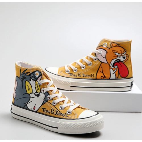 2021 Women Anime Shoes Sneakers For Women Cartoon Print Shoes Girls Canvas Sneakers Womens Designer High Top Flat Espadrilles