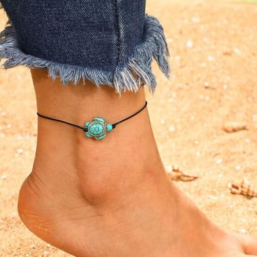 Summer Beach Anklets Fashion Simple Animal Tortoise-shaped Single Layer Rope Anklet Jewelry For Women Ankle Bracelet