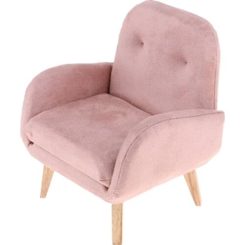 1/6 Miniature Flannelette Single Sofa Armchair for Figures, BJD, 12inch Dolls House Furniture Accessories