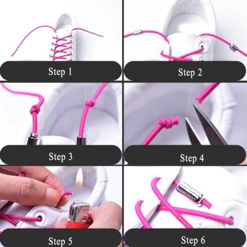 1Pair no tie shoelaces elastic locking round shoe laces kids adult sneakers shoelaces lazy quick shoe Lace strings