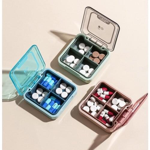 1PC Portable Mini Pill Box Dispensed Pill Storage Case for Outdoor Travel One Week Plastic Square Segmentation Pill Storage Box