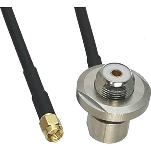1Pc RG58 SMA Male Plug to UHF SO239 Female Jack Bulkhead Right angle RF Coaxial Jumper Pigtail Cable For Radio Antenna 6inch~50M
