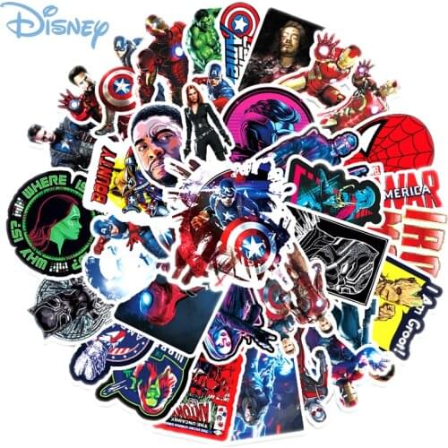 10-50PCS Marvel The Avengers Stickers Disney Cool Anime Spider-Man Iron Man Waterproof Laptop Skateboard Kids Graffiti Sticker