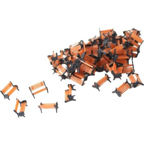 2PCS 1/87 HO Model Park Street Seats Bench Chair For Railway Train Road Platform Layout