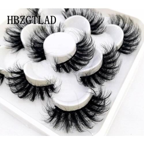 5 Pairs 25 mm 3d Mink Lashes Bulk Faux with Custom Box Wispy Natural Mink Lashes Pack Short Wholesales Natural False Eyelashes