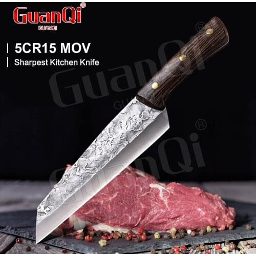 7 Inch Handmade Kitchen Cleaver Knife Meat Slicing Knife High Carbon Steel Kitchen Chef Knife Slaughter Knife Chopping Knife