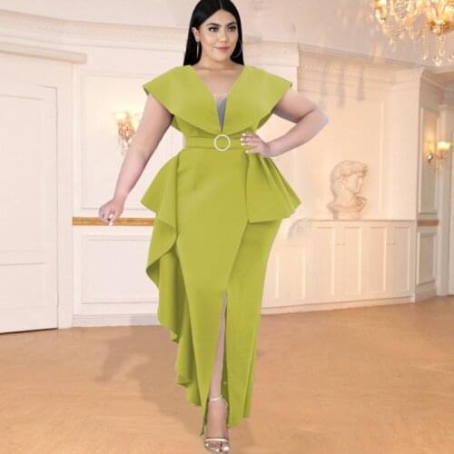 Dashiki African Dresses For Women Boho Split Long Dress Slim 2021 Summer Autumn Sexy Cut Out Ruffles Party Office Maxi Vestidos