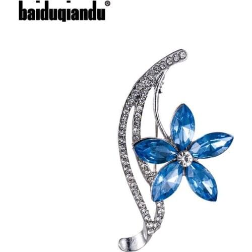 Baiduqiandu New Arrival Art Deco Trendy Crystal Star Flower Pins Brooches Jewelry Accessories for Women