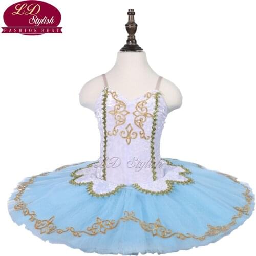 Girls White Ballet Tutu Sleeping Beauty Performance Stage Wear Kids Blue Ballet Dance Competition Costumes Women Ballet Skirt