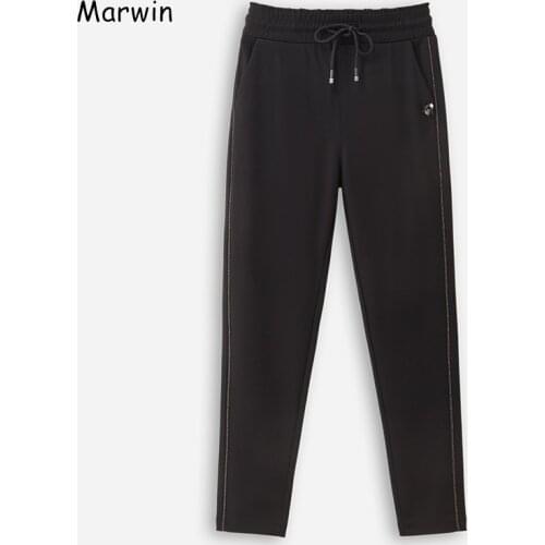 Marwin 2020 New-Coming Spring Empire Solid High Elastic Waist Pants Office ladies Casual High Street Fashion Middle Aged Pants