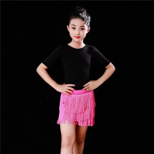 2 PCS/SET Tassel Children Latin Dance Costumes Girls Performances Clothing Show Stage Performance Latin Dance Competition Dress