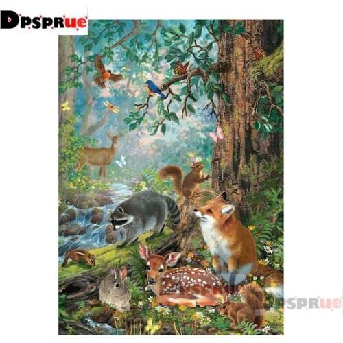 Dpsprue Full Square/Round Diamond Painting Kit Cross Stitch Fox Tree Diamond 3D Embroidery DIY 5D Moasic Gift DP115