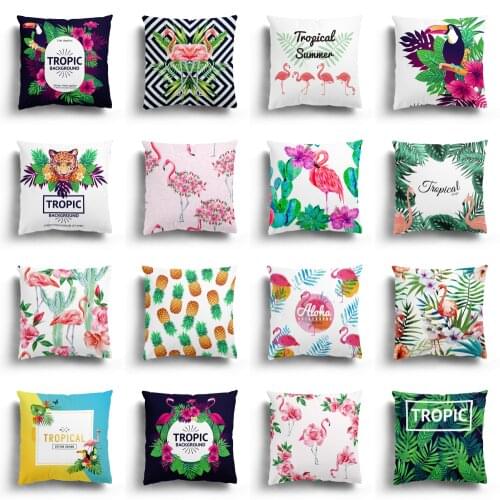 Tropical Forest Creative Flamingo pillowcase Super soft & Short plush Car Living room sofa Home Decor larger size 40/45/50/60cm
