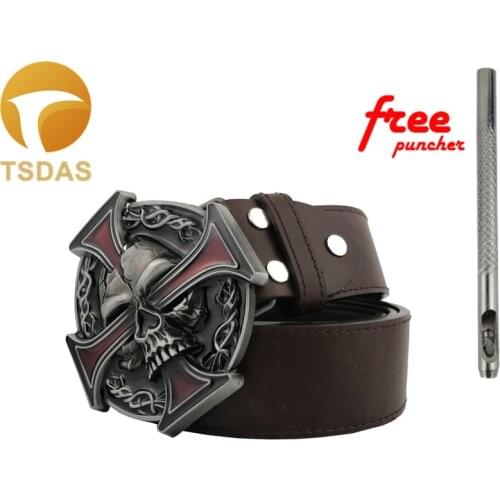 Round Skull Belt Buckle With Black Coating Fashion Mens Jeans accessories Removable Belt Buckle