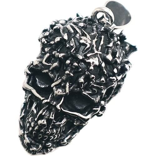 Unisex 316L Stainless Steel Cool Punk Gothic Big Lover Skull Pendant