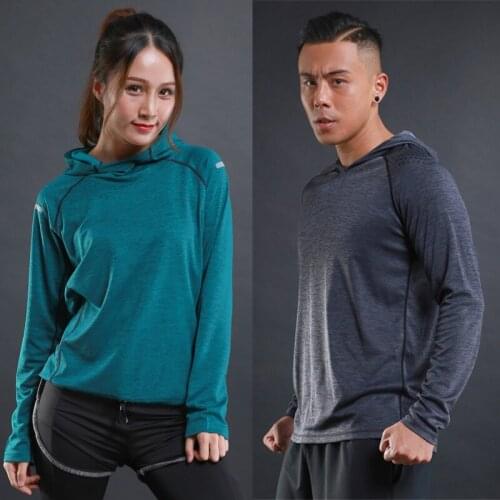 3 Colors Men Running Jacket Quick Dry Long Sleeve Sweatshirt Sport Coat Night Reflective Hoodies Couple Fitness Gym Sportwear