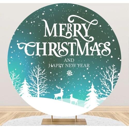 Laeacco Merry Christmas New Year Party Round Backdrops Winter Snowflake Scenic Child Fhotocall Poster Photographic Backgrounds