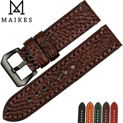 MAIKES Good quality watch strap 20 22 24 26mm watch accessories Italian leather watchbands watch bracelet for Panerai watch band