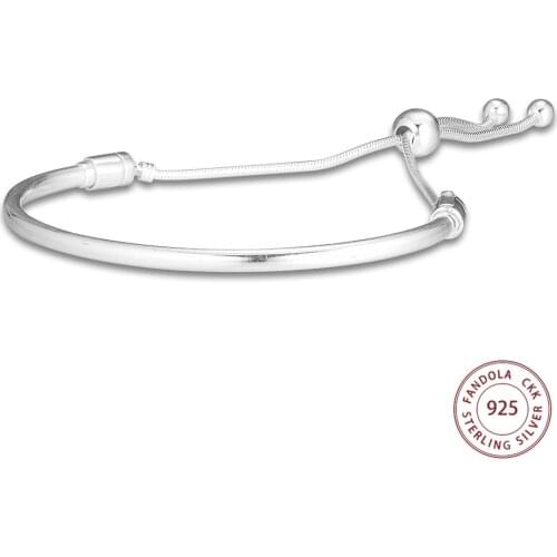 Moments Sliding Bangle Argent 925 Sterling Silver Charm Bracelets Bangles for Women Fine Jewelry argent 925