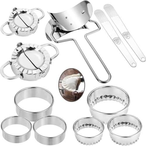 11 pcs Dumpling Maker, Portable Dumpling Mold Set Stainless Steel Manual Pinch Ravioli Empanadas Dough Stuffing Spoon Dumpling