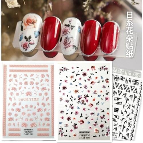 Newest MG-2005 Ice rose cherry blossom 3d nail stickers art self-adhesive DIY decorations tools back glue nail decals