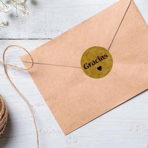 500pcs Kraft Gracias Spanish Thank You labels Stickers Handmade Package Envelope Seal Label Scrapbooking Stationery