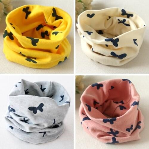 New Baby Cotton Scarf 2019 Childrens Fashion Autumn Winter Boys Girls Collar Neckerchief Butterfly O-Ring Round Neck Scarves
