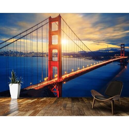 Papel de parede Golden Gate Bridge architectural landscape 3d wallpaper,living room bedroom kitchen wall papers home decor mural