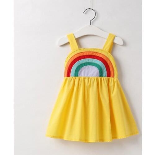 Baby Clothes Rainbow Girl Dress Cute Cotton Kids Clothes Summer Camisole Dress for Girl Sun Print Princess Dresses Linen Dress