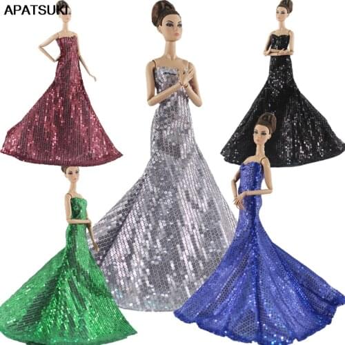 High Fashion Sequin Party Dress For Barbie Doll Clothes Princess Gown 1/6 Doll Accessories For Barbie Doll Outfits Kids Toy