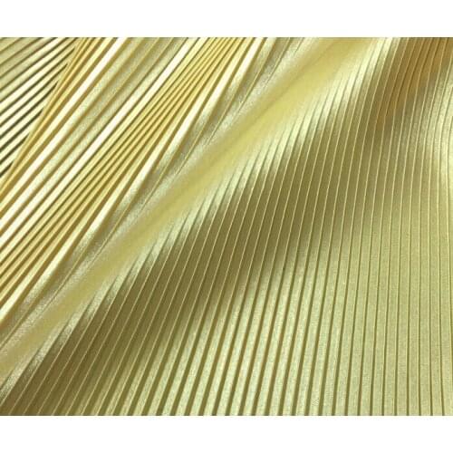 2 meters 150cm 59.05" width yellow fine stripe crumple accordion pleated faux silk satin skirt MM323