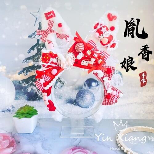Lolita KC Lolita Rabbit Ear Hair Band Sweet Candy Soft Girl Hair Accessories Strawberry Hairpin